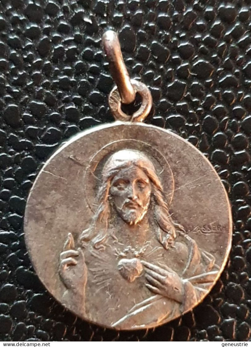 Pendentif Médaille Religieuse Argent 800 Début XXe "Jésus-Christ / Notre-Dame Du Scapulaire" Silver Medal - Religion & Esotericism