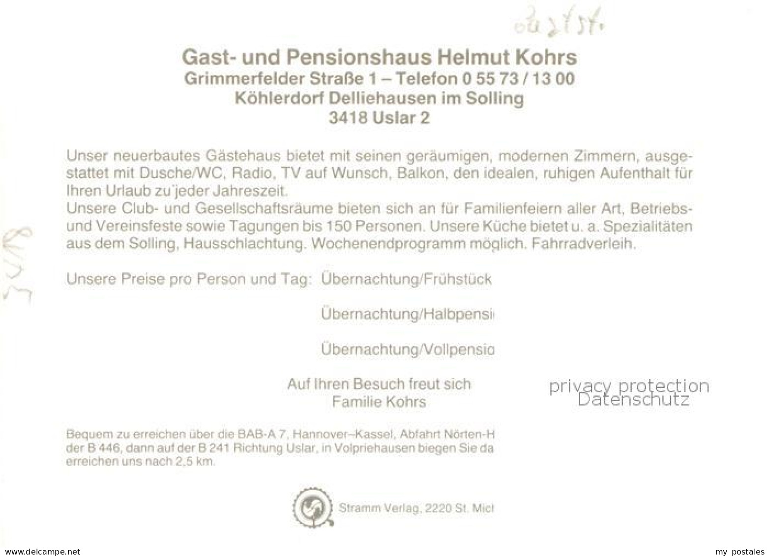 73849504 Delliehausen Gast- Und Pensionhaus Kohrs Delliehausen - Uslar