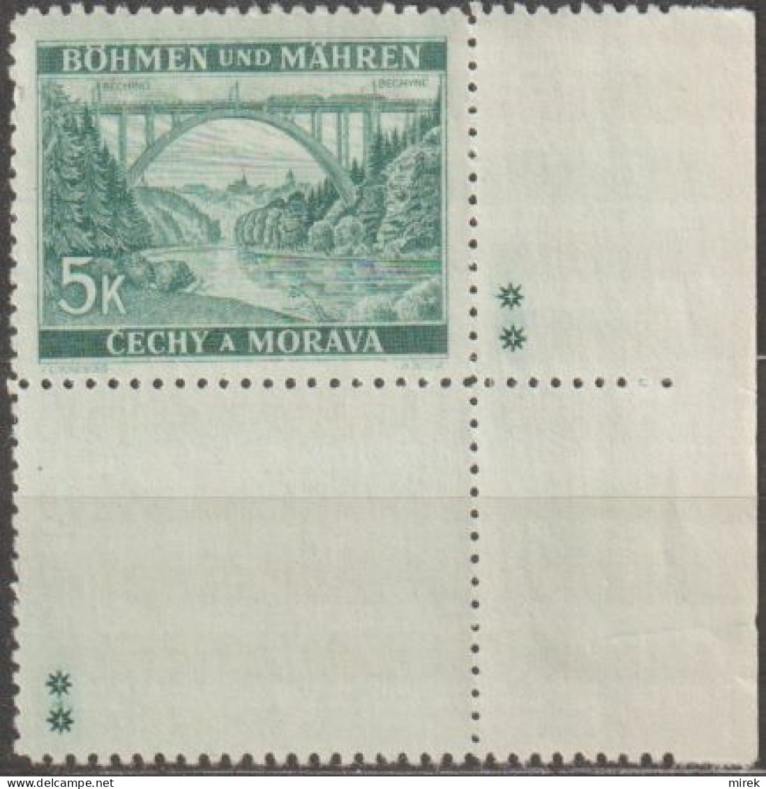 047a/ Pof. 45, Green; Stamp With Coupon, Plate Mark ++ - Neufs