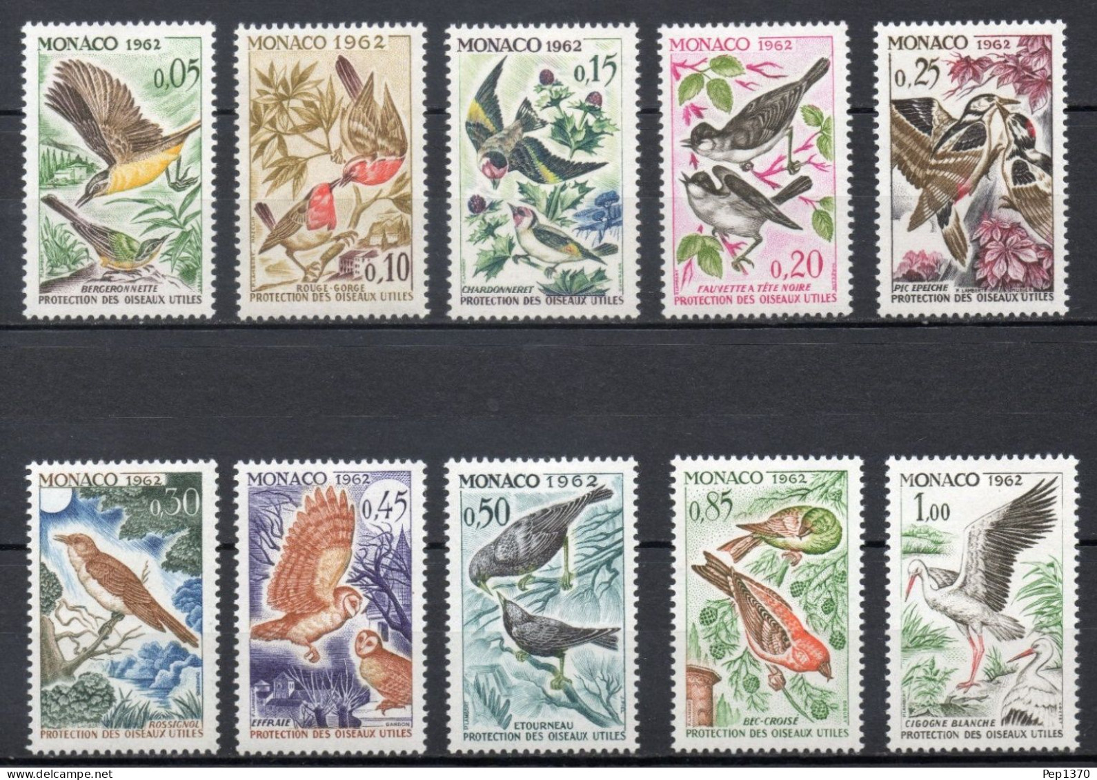 MONACO 1962 - AVES - PAJAROS - YVERT 581/590** - Unused Stamps