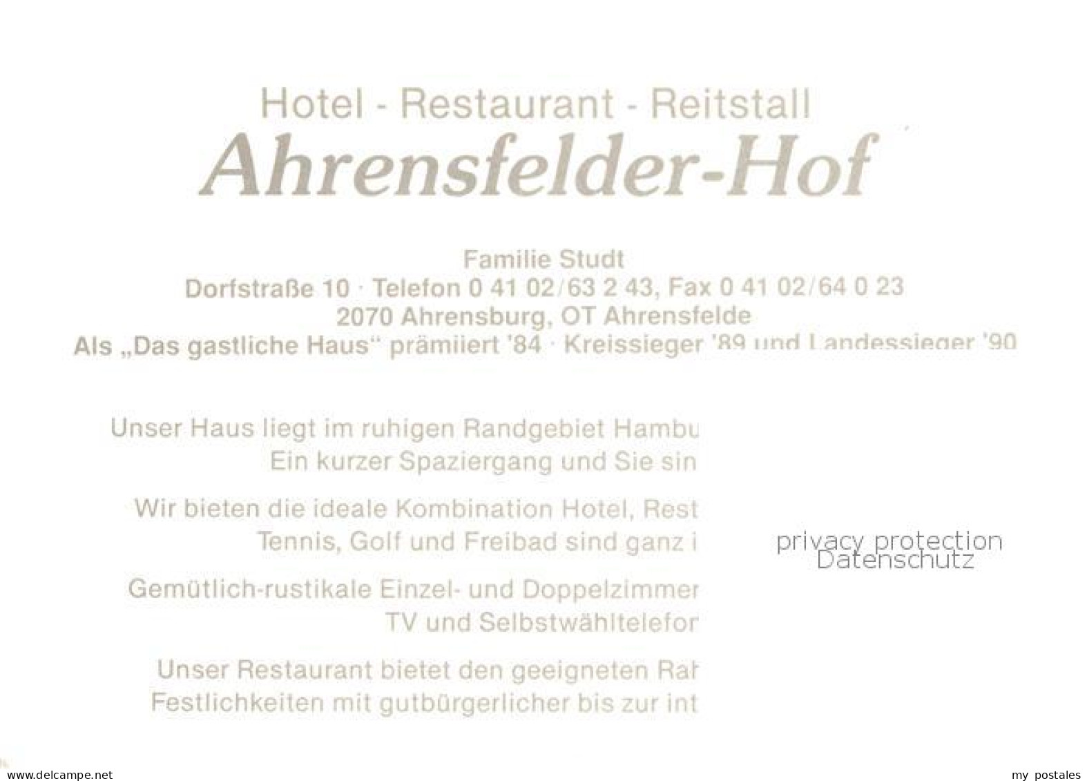 73849437 Ahrensfelde Ahrensburg Reitstall Studt Ahrensfelder Hof Gasthaus Pensio - Ahrensburg