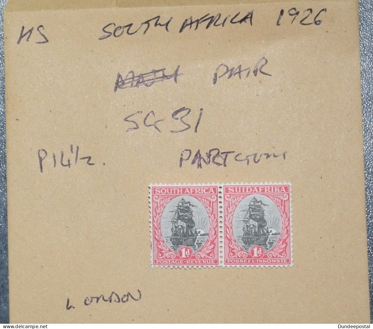 SOUTH AFRICA  STAMPS Drommedaris Ship 1d  1926  L1 ~~L@@K~~ - Neufs