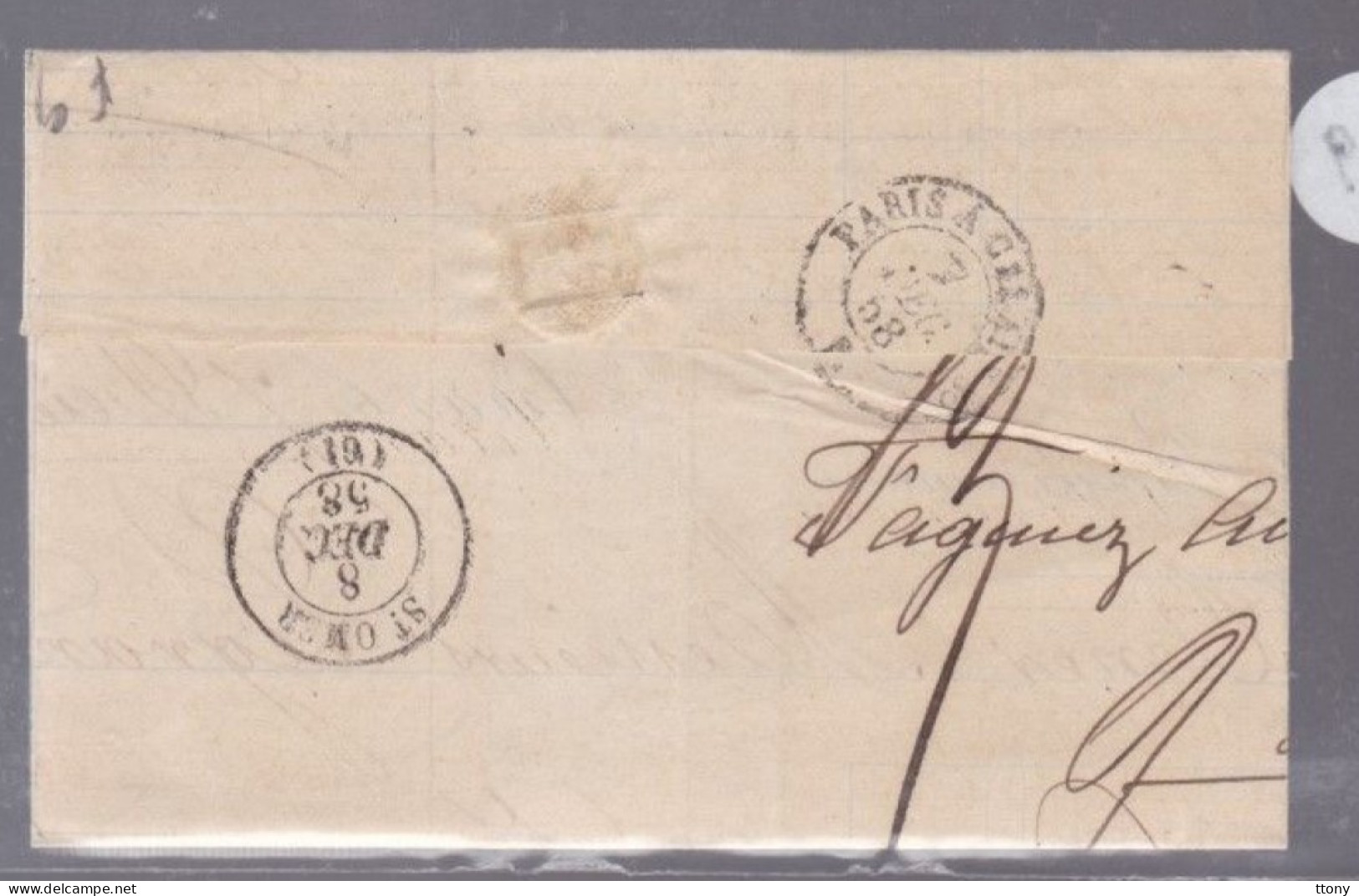 Un Timbre Napoléon III   N° 14  20 C Bleu   1858    Destination   ST - Omer - 1853-1860 Napoléon III.