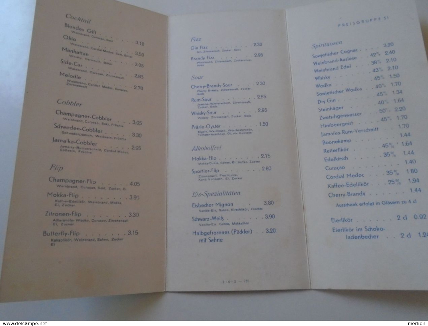 D202233 Menu, Menü-Karte  Tanzbar HO  Hotel   Chemnitzer Hof -   Karl Marx Stadt  1959 - Menú