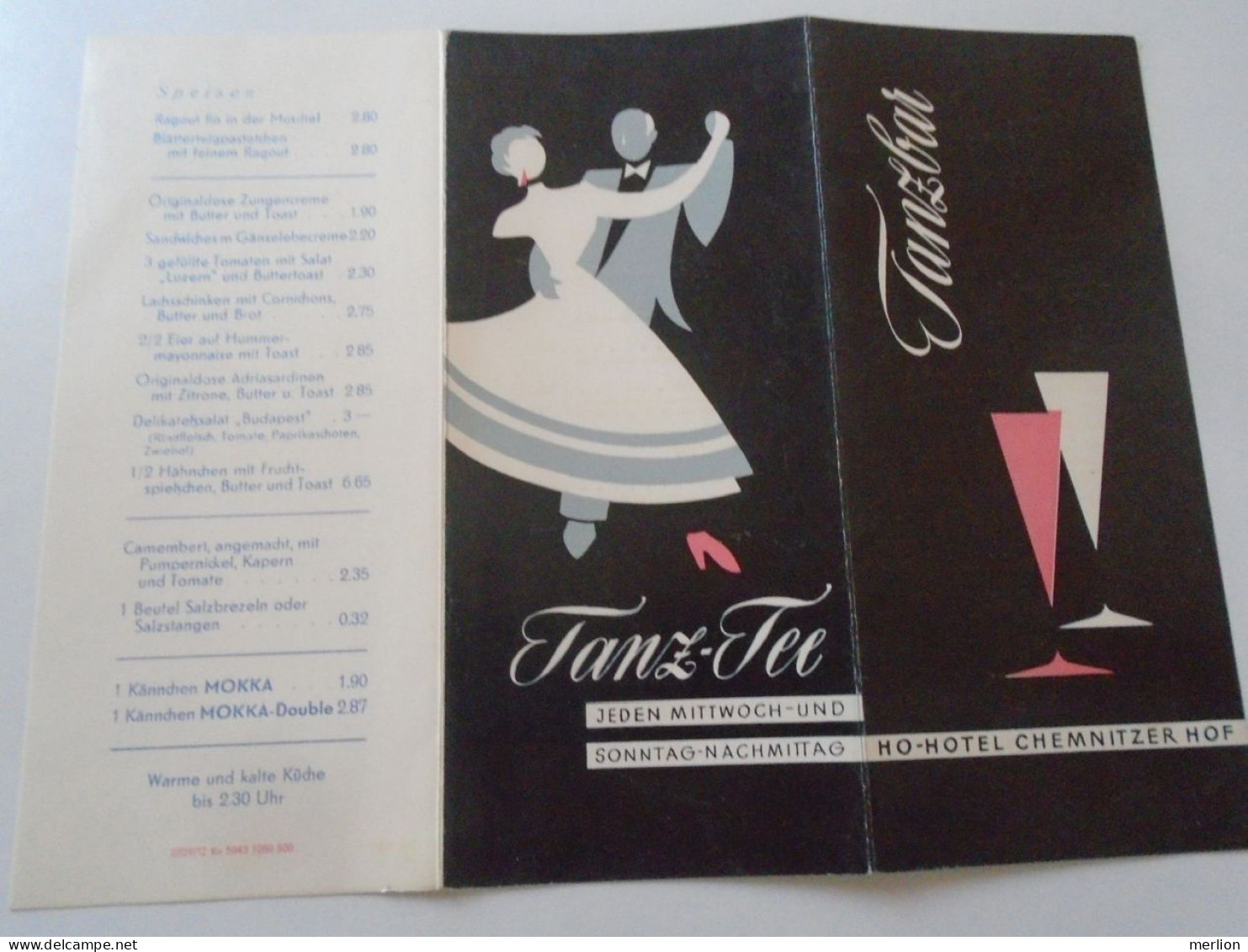 D202233 Menu, Menü-Karte  Tanzbar HO  Hotel   Chemnitzer Hof -   Karl Marx Stadt  1959 - Menükarten