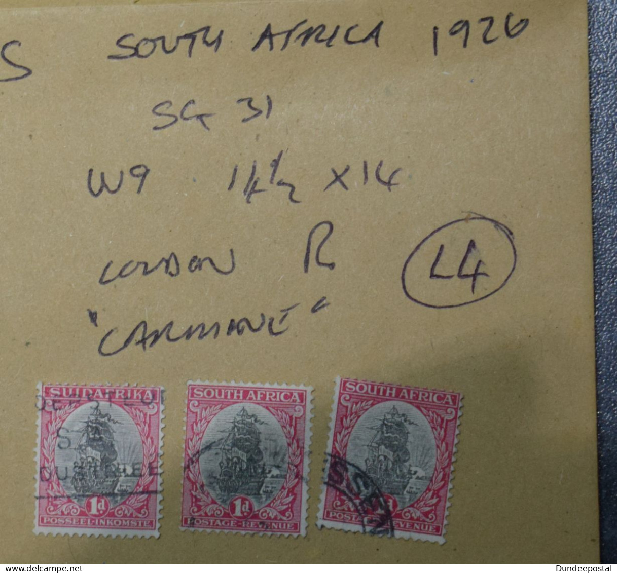 SOUTH AFRICA  STAMPS Drommedaris Ship 1d  1926  L4  ~~L@@K~~ - Usati