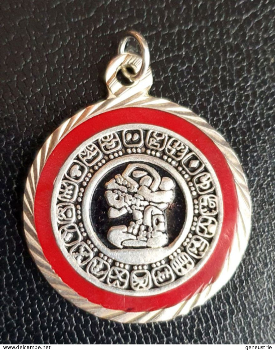 Beau Pendentif Médaille Maya Argent 925 "Mexique, Région Du Yucatan" - Religion & Esotérisme