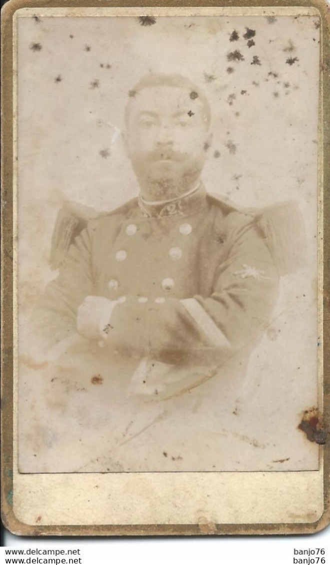 Photo Originale Militaire Format Carte De Visite - Portrait Par Photographe Mme MENDELE - Gabès (Tunisie) - Krieg, Militär