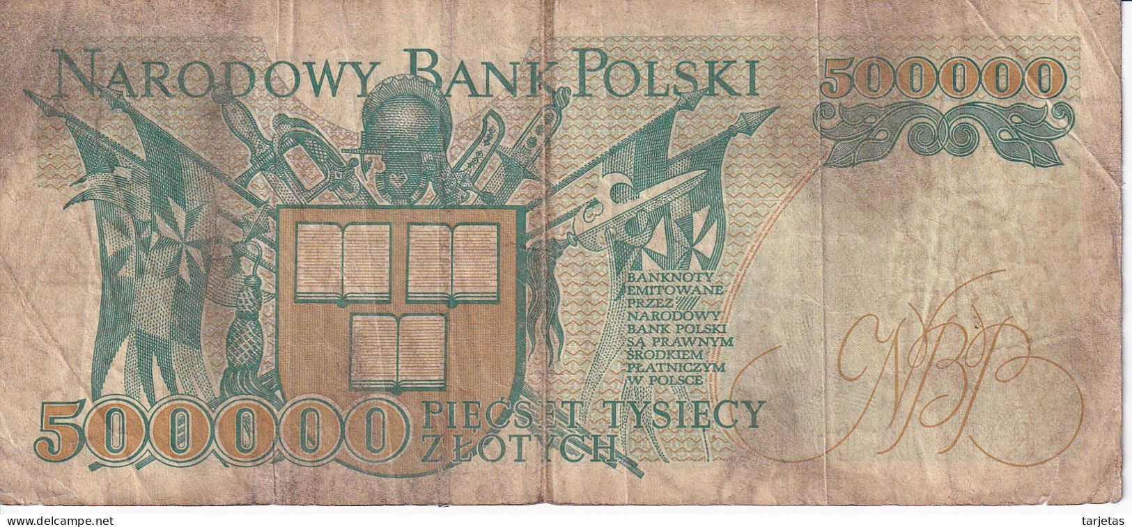 BILLETE DE POLONIA DE 500000 ZLOTYCH DEL AÑO 1993 (BANK NOTE) - Polen