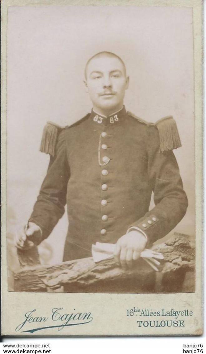 Photo Originale Militaire Format Carte De Visite - Portrait Par Photographe Jean TAJAN - Toulouse - Guerre, Militaire