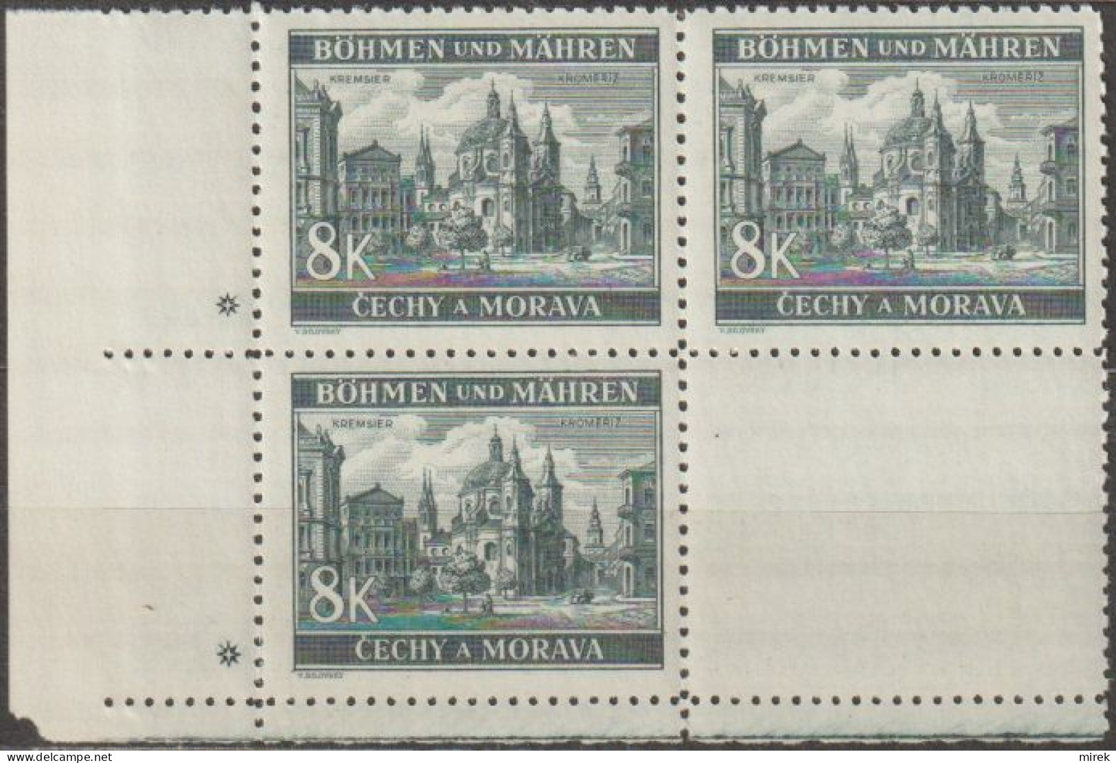 099/ Pof. 47; Corner 4-block, Plate Marks + - Unused Stamps