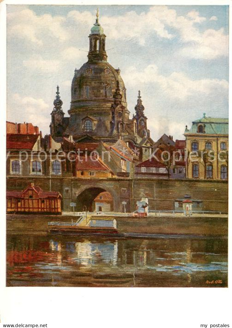 73826276 Dresden Elbe Dom Frauenkirche Kuenstlerkarte  - Dresden