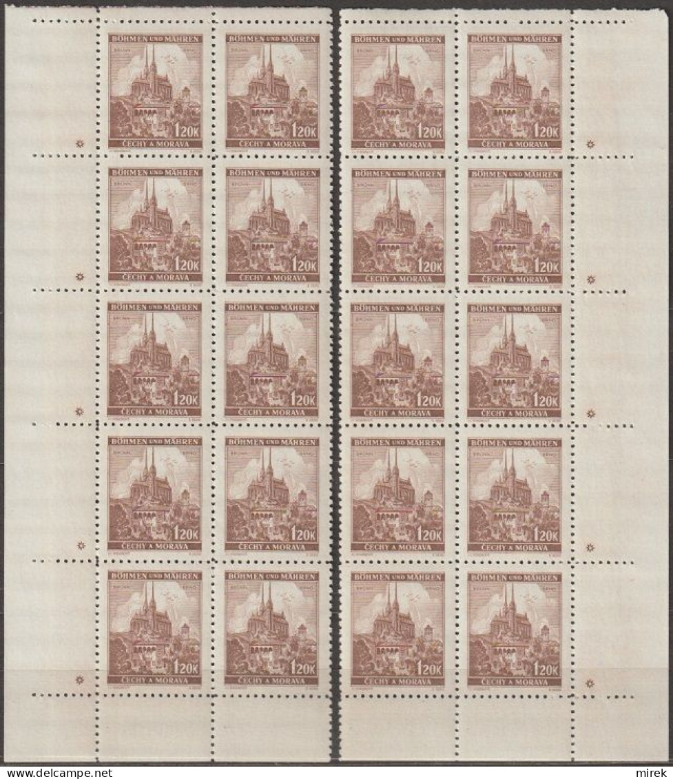 100/ Pof. 43; Pair Corner 10-blocks, Plate Marks * - Ungebraucht