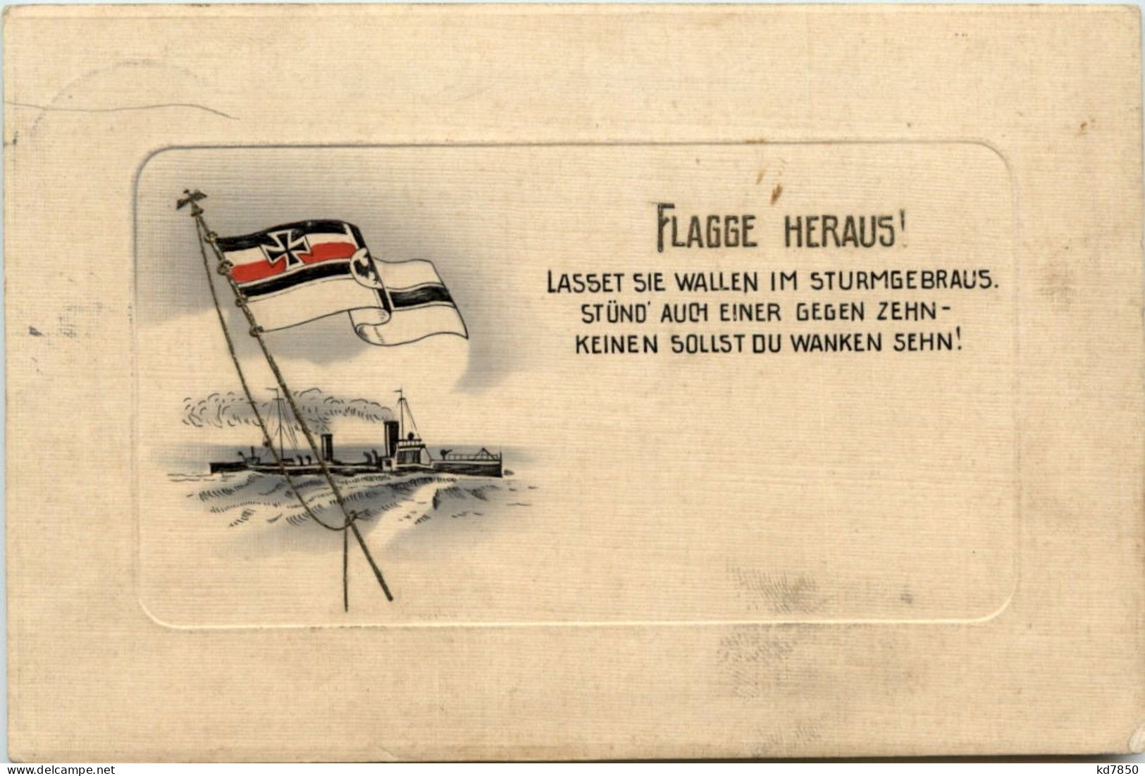 Flagge Heraus - Prägekarte - Guerra 1914-18