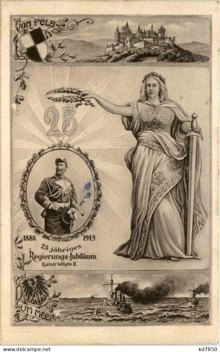 25 Jähriges Regierungs Jubiläum Kaiser Wilhelm II 1913 - Bahnpost Stempel - Royal Families