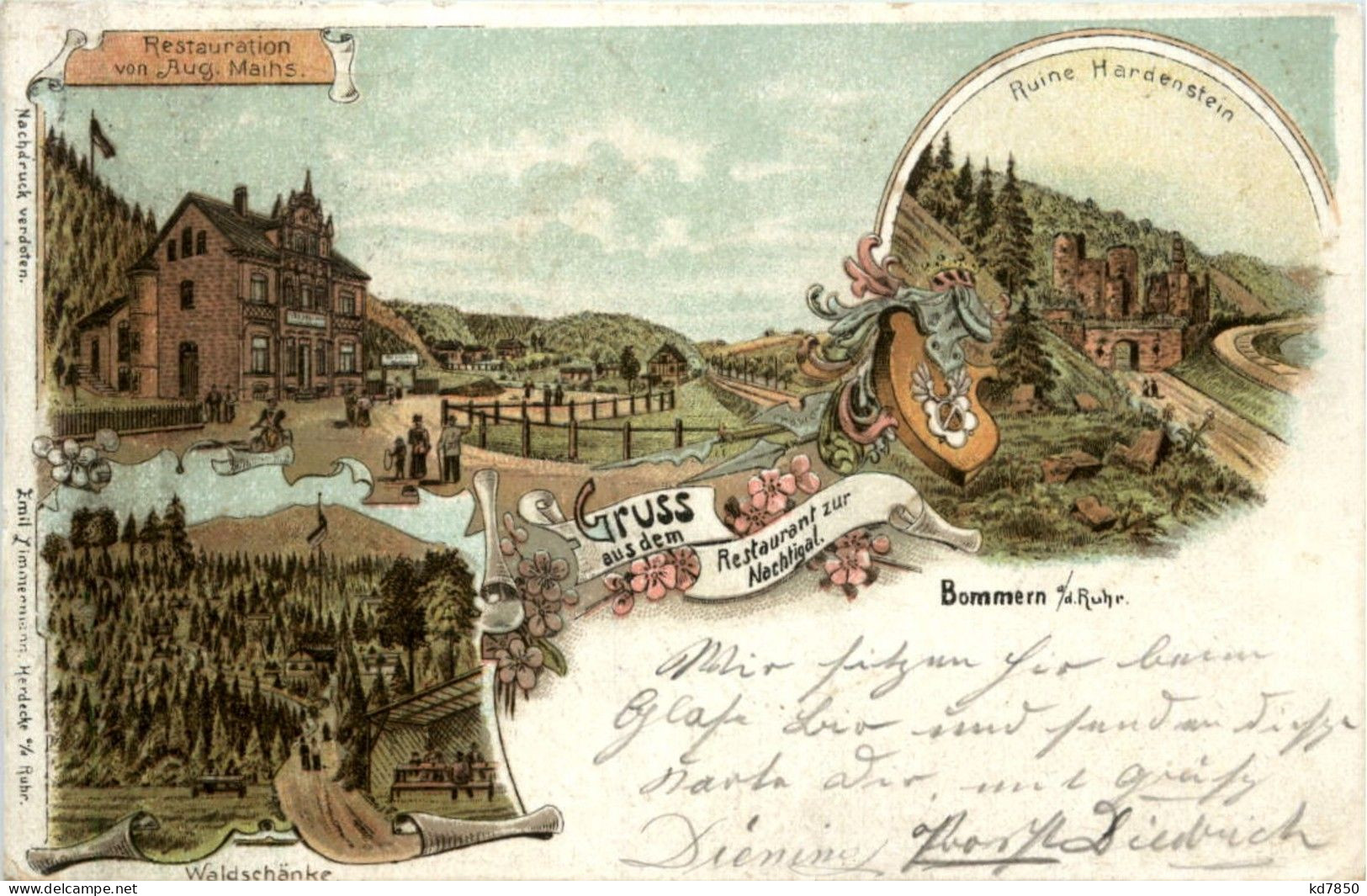 Gruss Aus Restaurant Nachtigal Bommern - Litho - Ennepetal