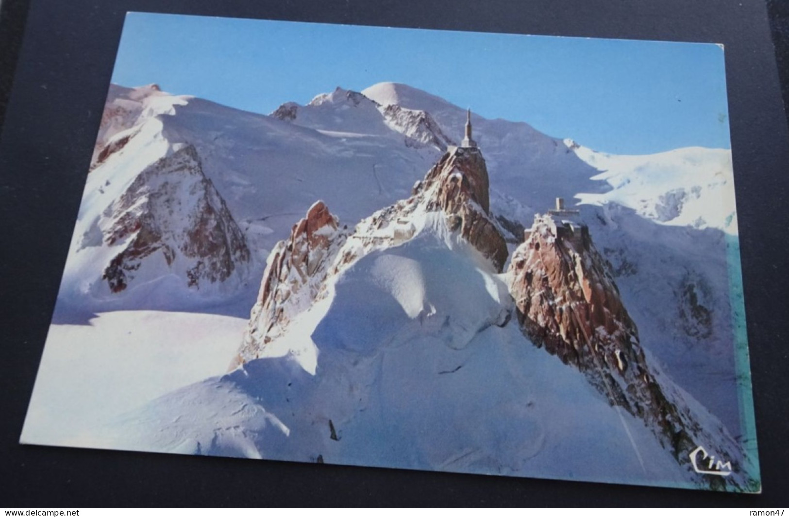 Chamonix - Mont Blanc - Vue Aérienne, L'Aiguille Du Midi Et Le Massif Du Mont-Blanc - Combier Imp. Mâcon - Chamonix-Mont-Blanc