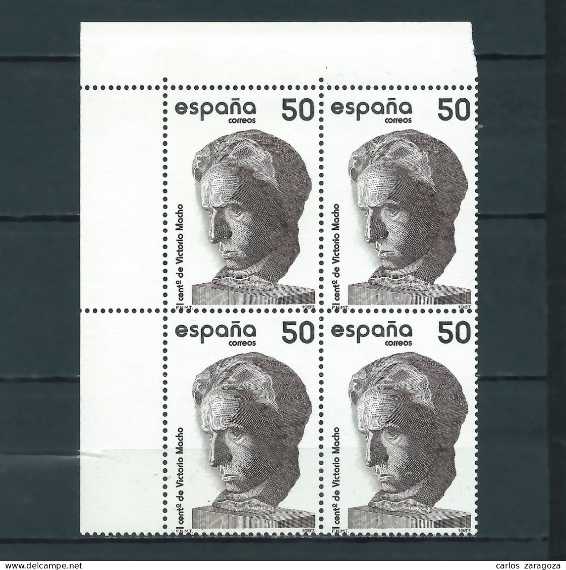 ESPAÑA 1987—VITORIO MACHO ** 2884, YT 2542, Mi 2807, Sg 2940. Bloque. MNH Stamps - Unused Stamps