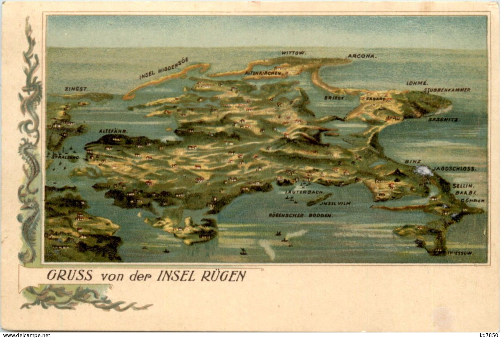 Gruss Von Der Insel Rügen - Litho - Rügen