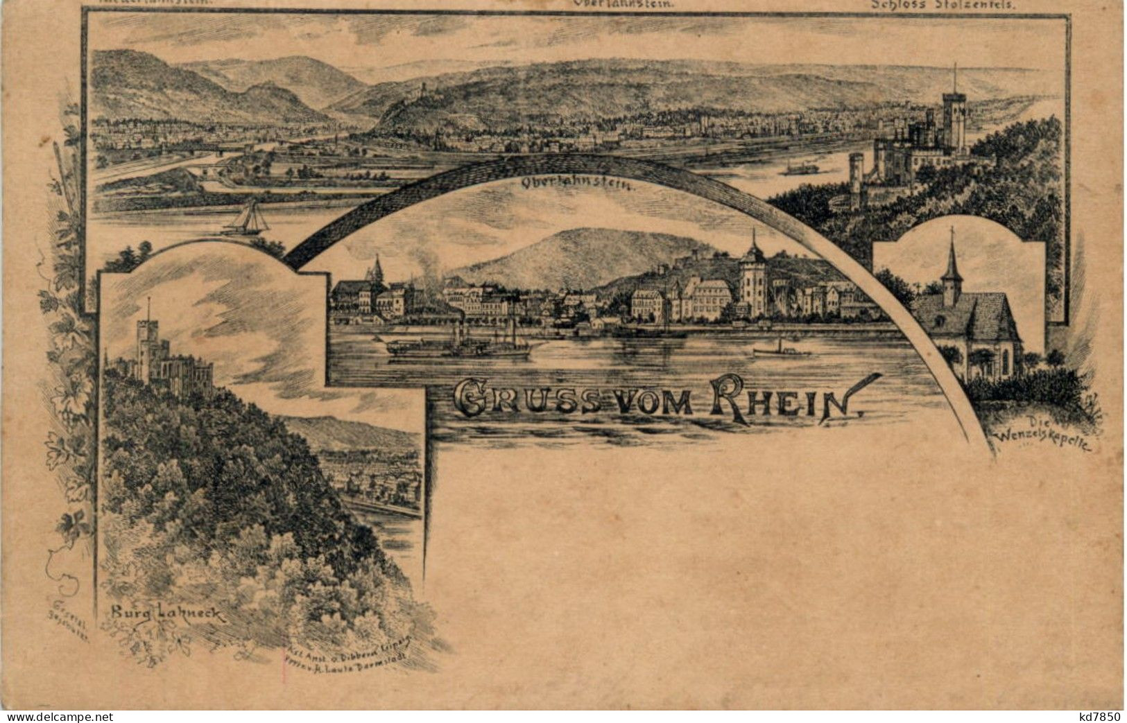 Gruss Vom Rhein Lahnstein - Litho - Lahnstein