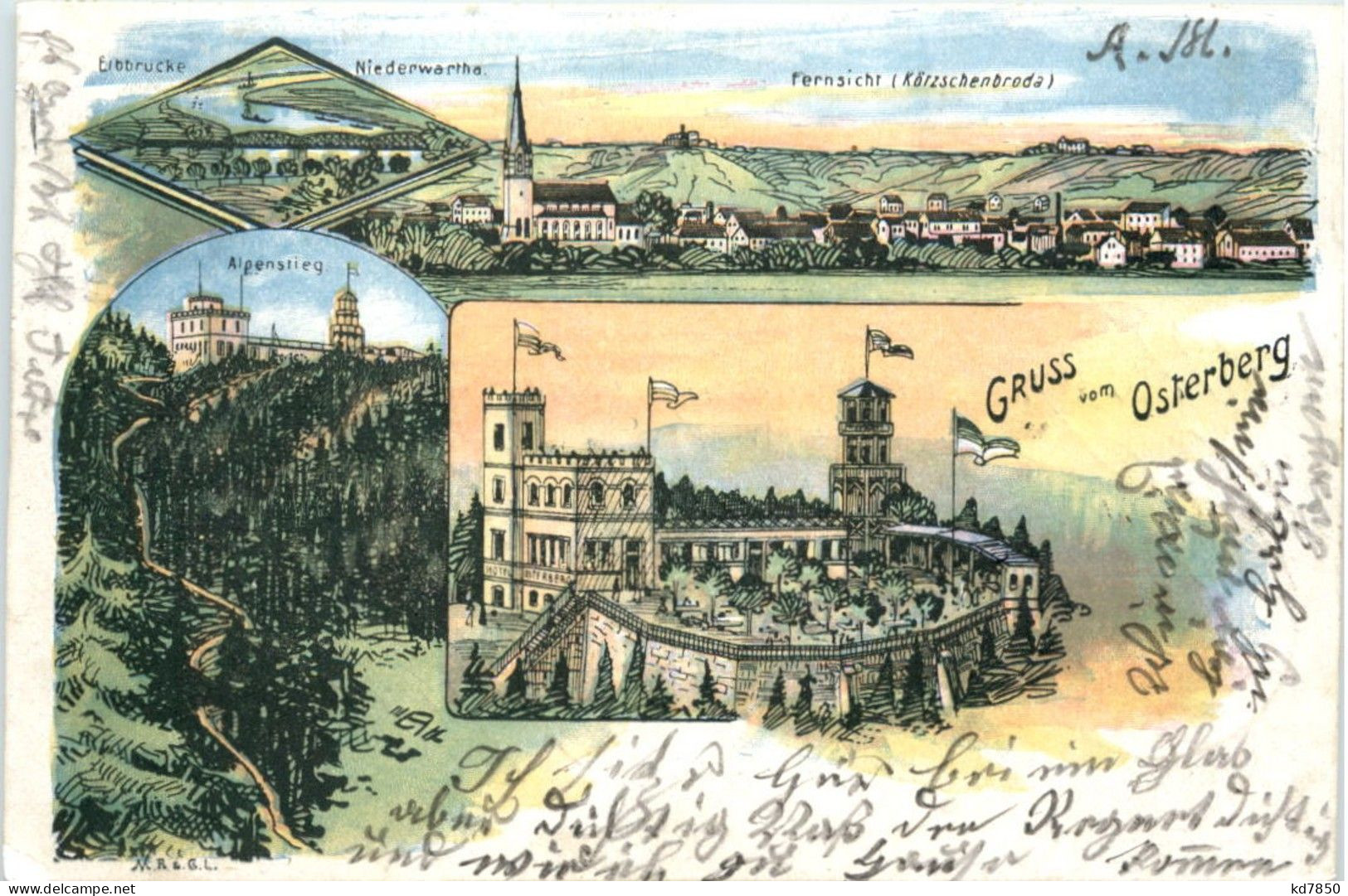 Gruss Vom Osterberg - Körzschenbroda - Litho - Radebeul