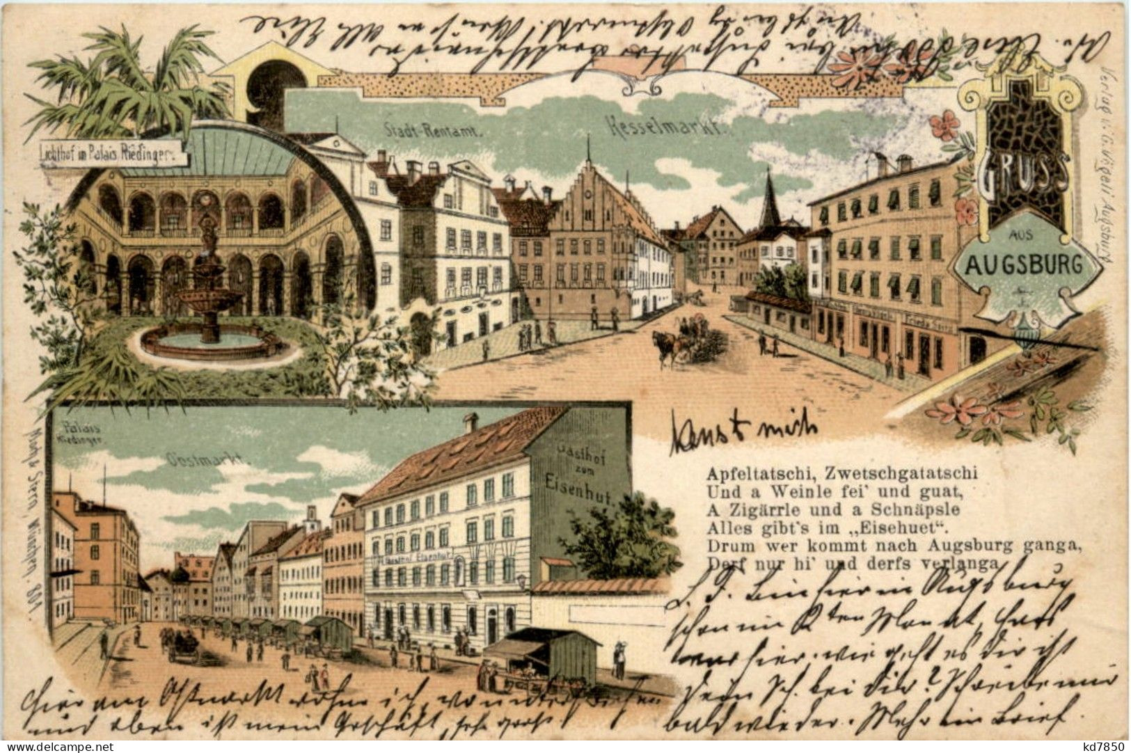 Gruss Aus Augsburg - Litho - Augsburg