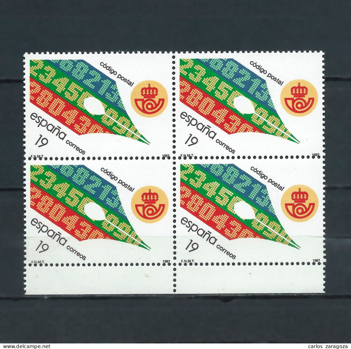 ESPAÑA 1987—CODIGO POSTAL ** 2906, YT 2520, Mi 2785, Sg 2923. Bloque. MNH Stamps - Nuovi