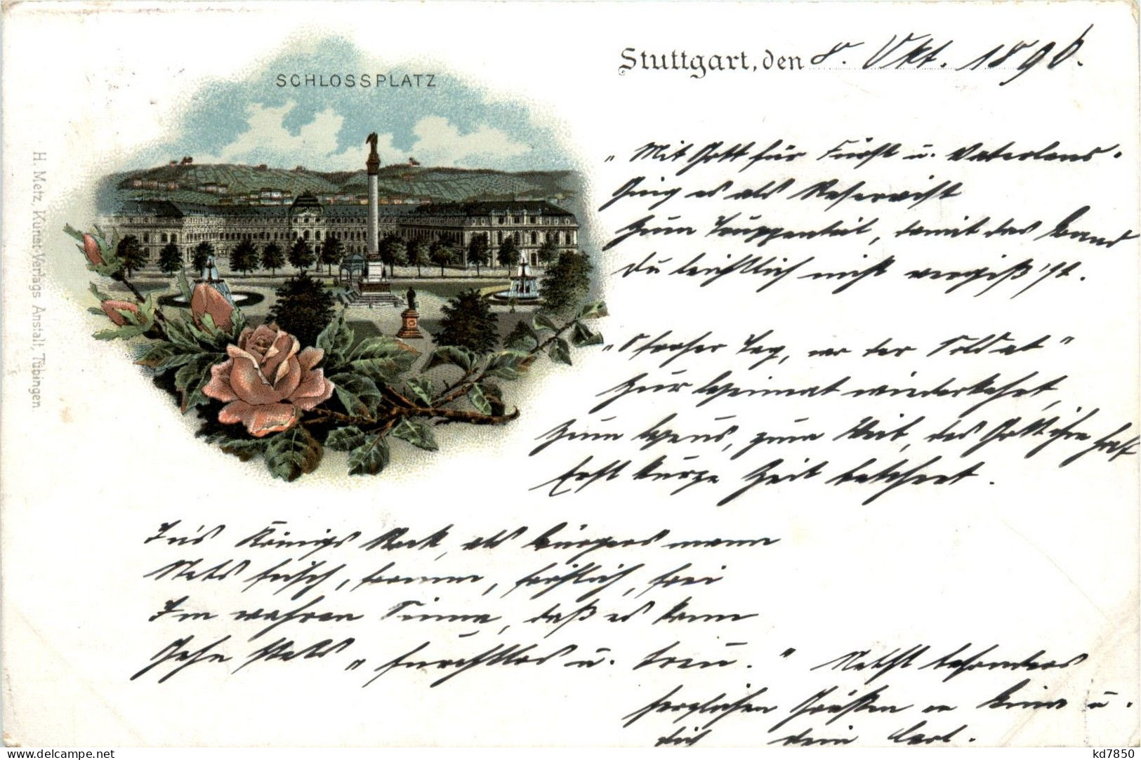 Schlossplatz Stuttgart - Litho 1896 - Stuttgart
