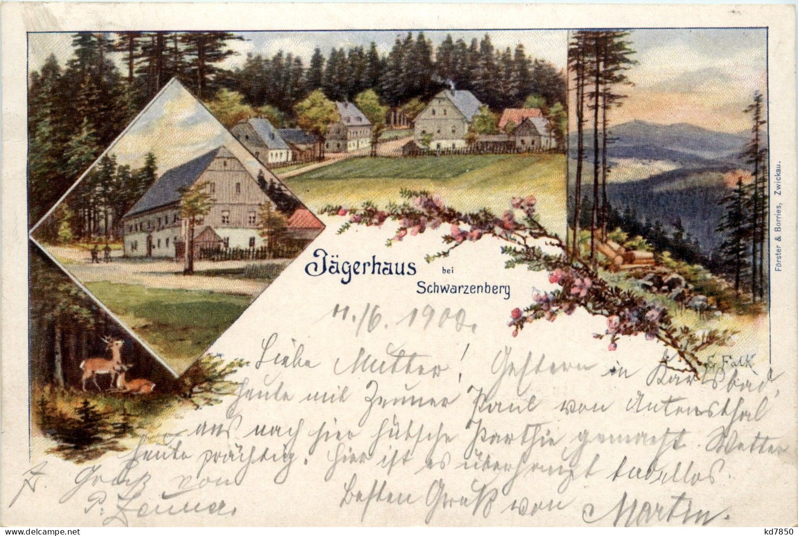 Jägerhaus Bei Schwarzenberg - Litho - Schwarzenberg (Erzgeb.)