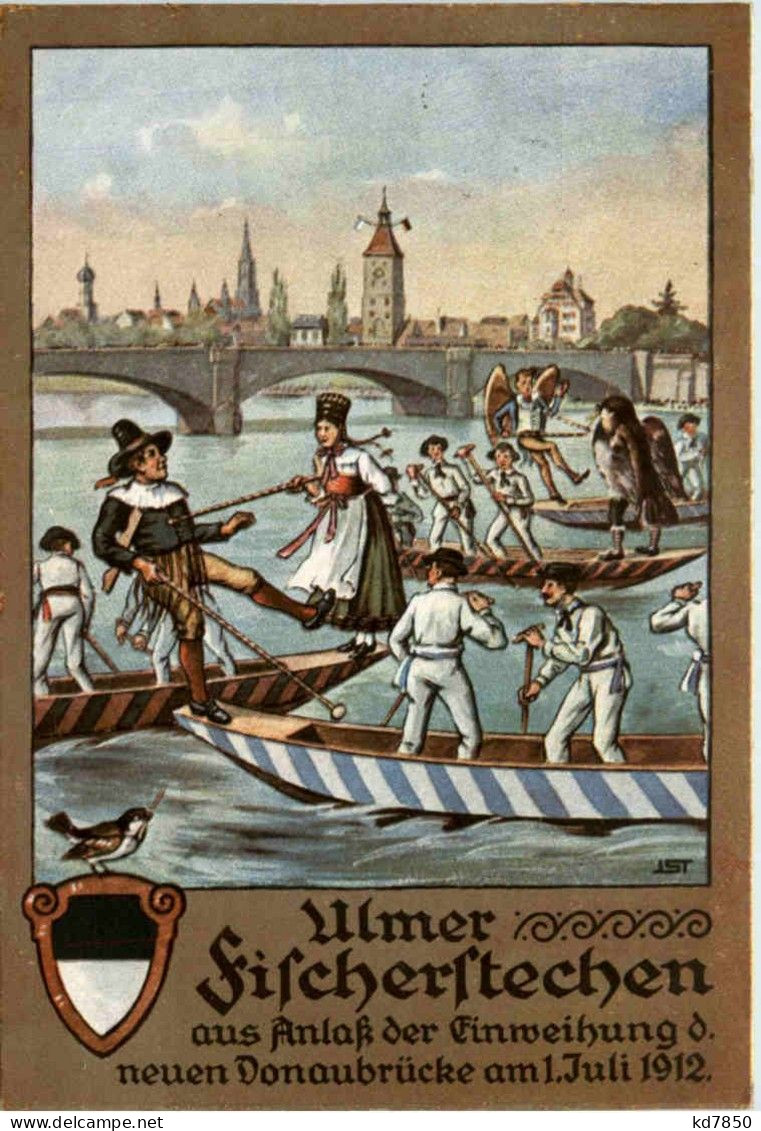 Ulm - Ulmer Fischerstecken - Einweihung Donaubrücke 1912 - Ulm