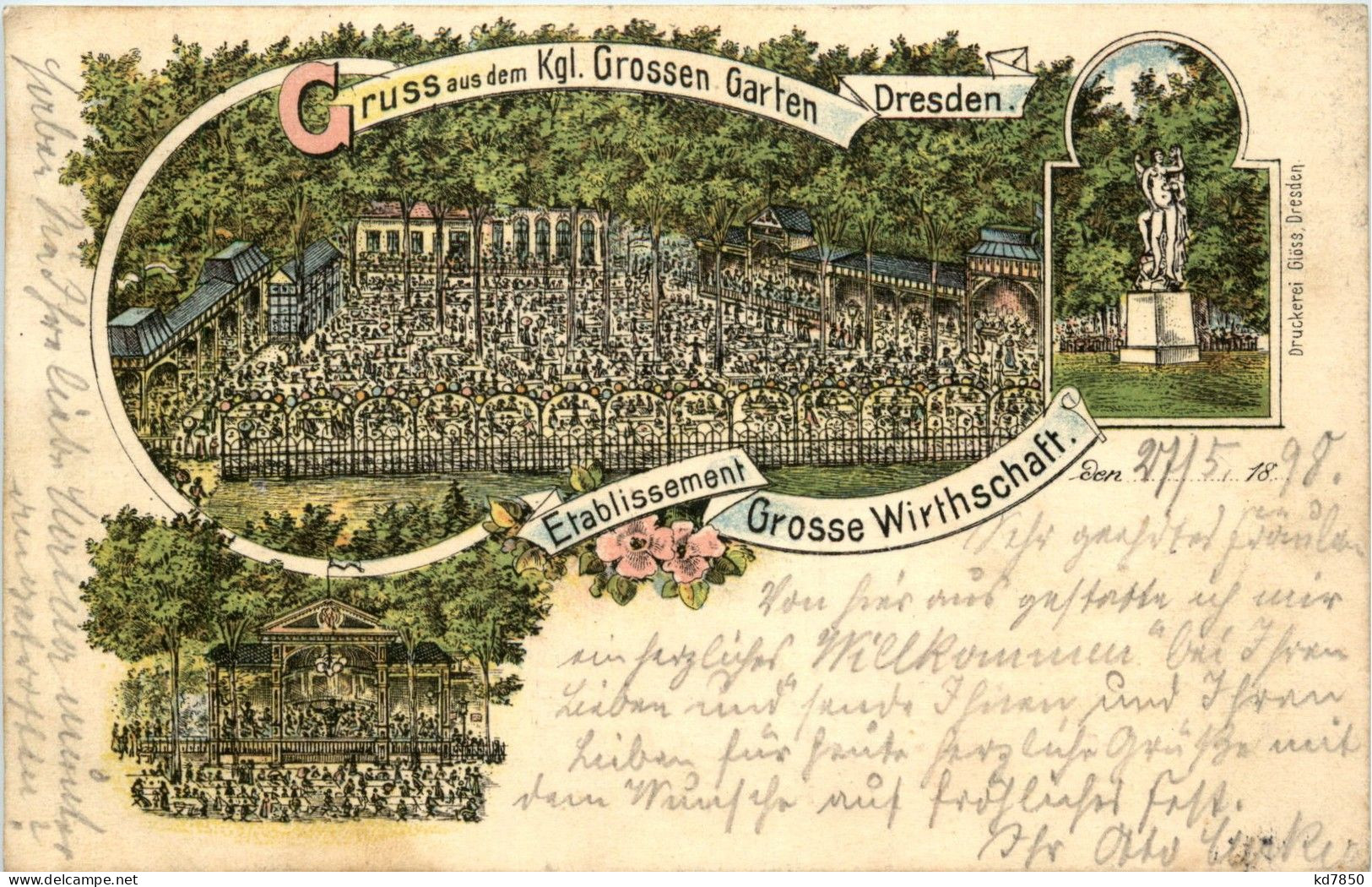 Gruss Aus Dem Kgl Grossen Garten Dresden - Litho - Dresden