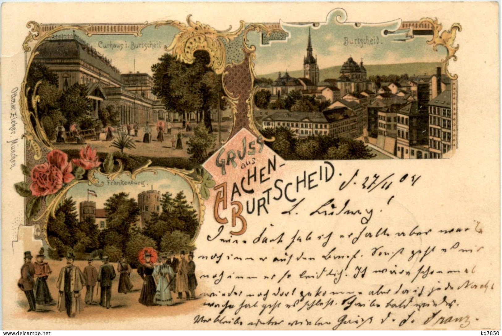 Gruss Aus Aachen Burtscheid - Litho - Aken