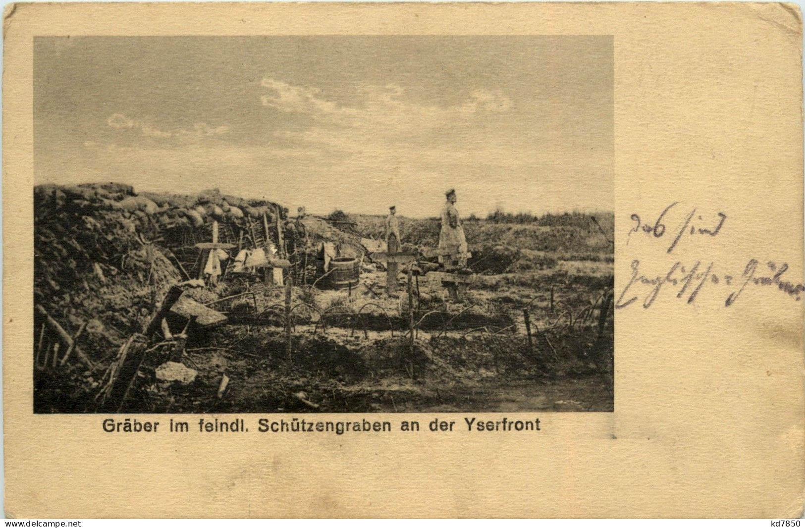 Gräber Im Feindl. Schützengraben An Der Yserfront - Weltkrieg 1914-18