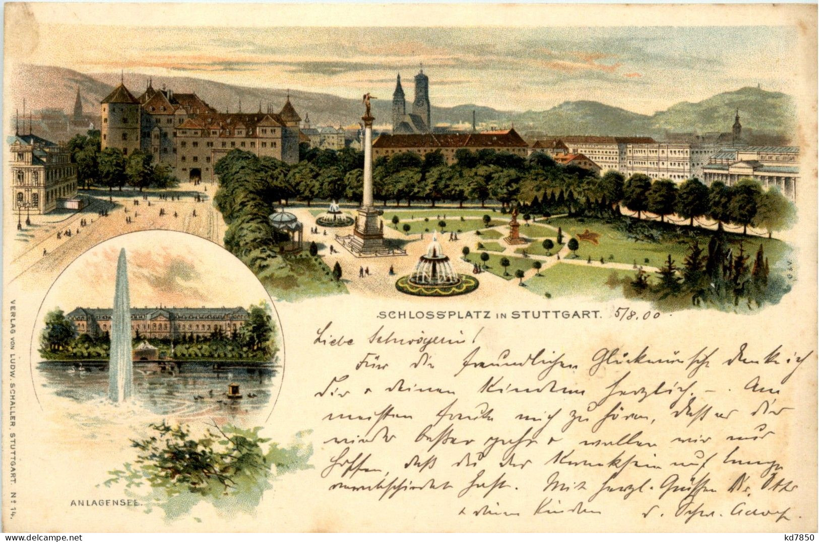 Schlossplatz Stuttgart - Litho - Stuttgart