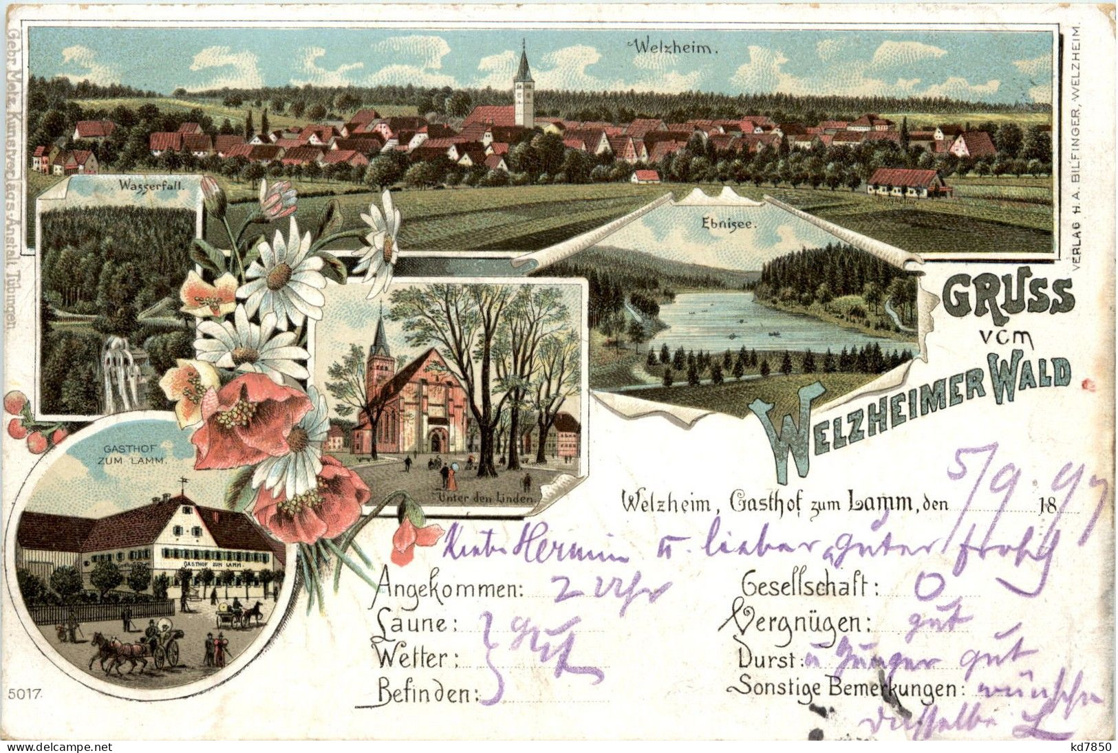 Gruss Vom Welzheimer Wald - Litho - Waiblingen