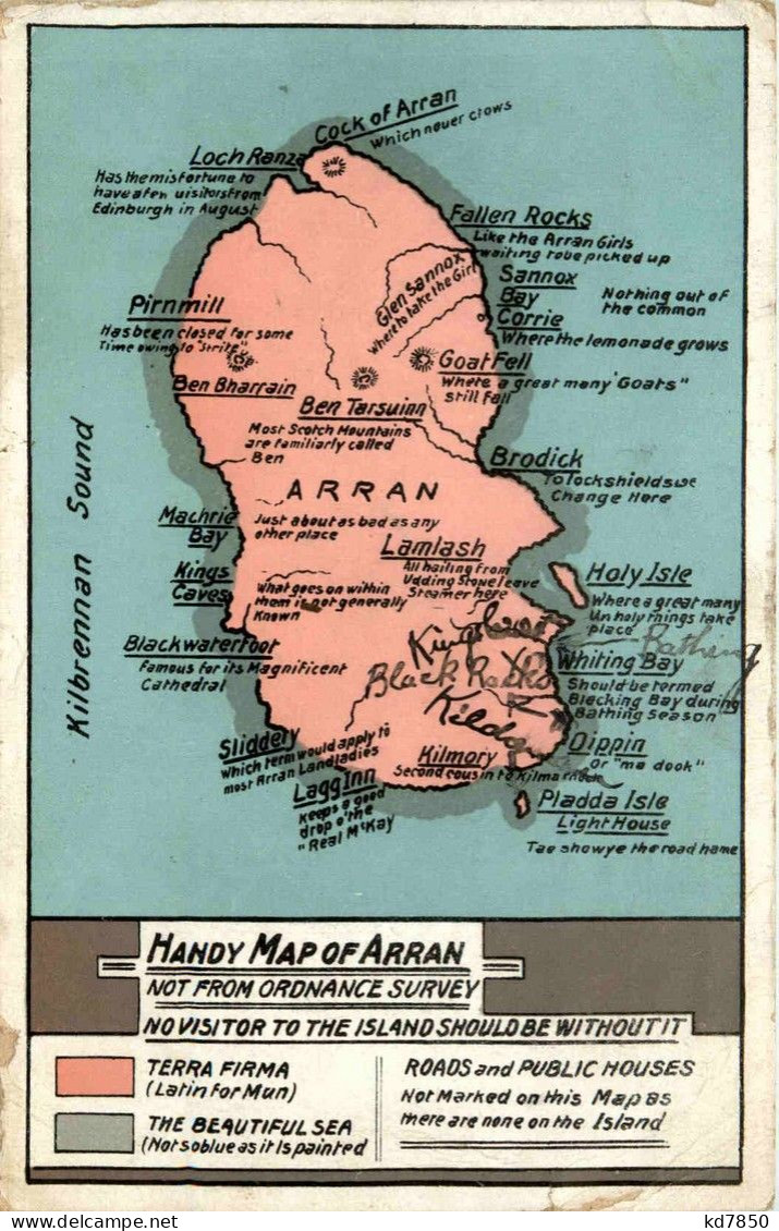 Handy Map Of Arran - Ayrshire