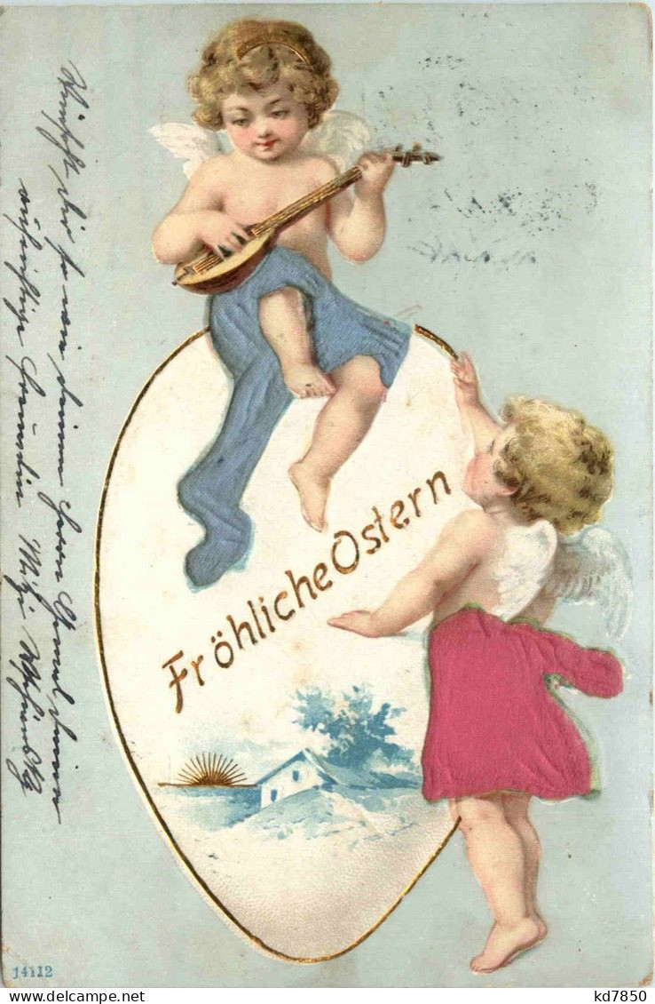 Ostern- Engel Stoffkarte - Pâques