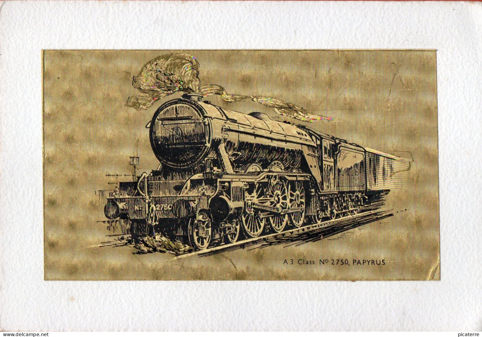 LNER Class A3 2750 Papyrus -Reflective Gold Print (140mm X 85mm) Mounted On White Card (170mm X120mm) - Eisenbahnen