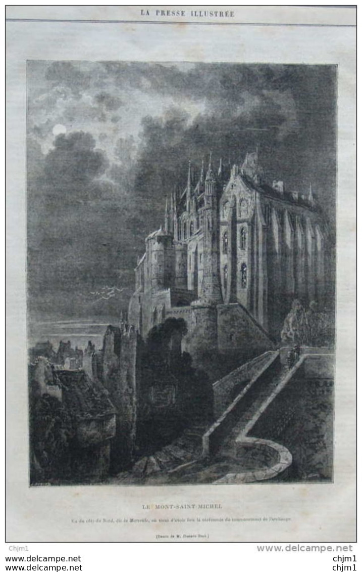 Le Mont-Saint-Michel - Vu Du Côte Du Nord - Page Original  1877 - Historische Documenten