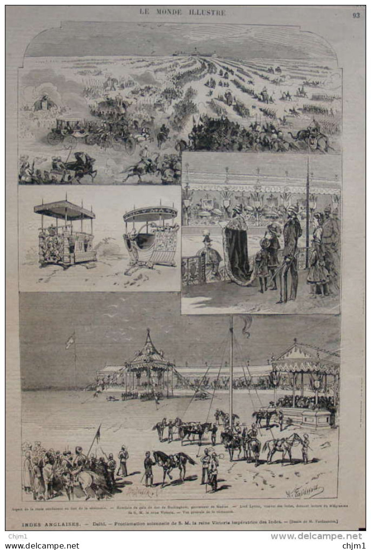 Indes Anglaises - Delhi - Proclamation Solennelle De S. M. La Reine Victoria -  Page Original 1877 - Historische Documenten