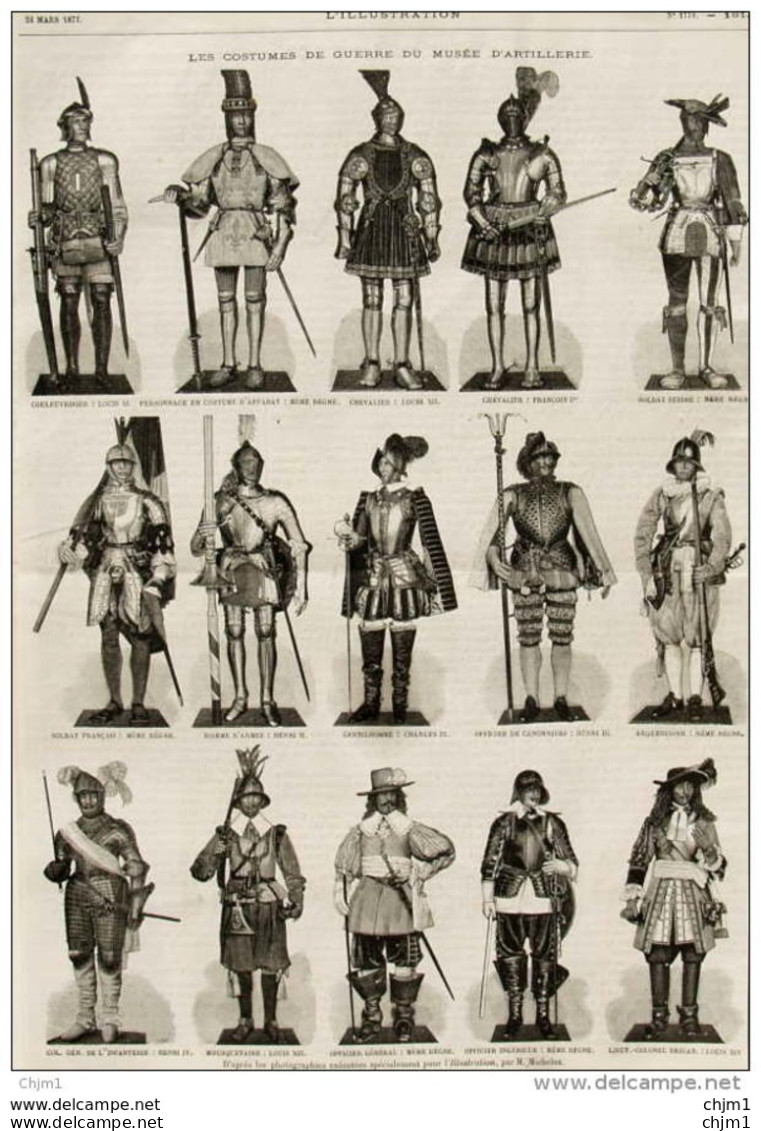 Les Costumes De Guerre Du Musée D'artillerie - Chevalier Louis XII - Gentilhommes Louis IX - Page Original  1877 - Historische Documenten