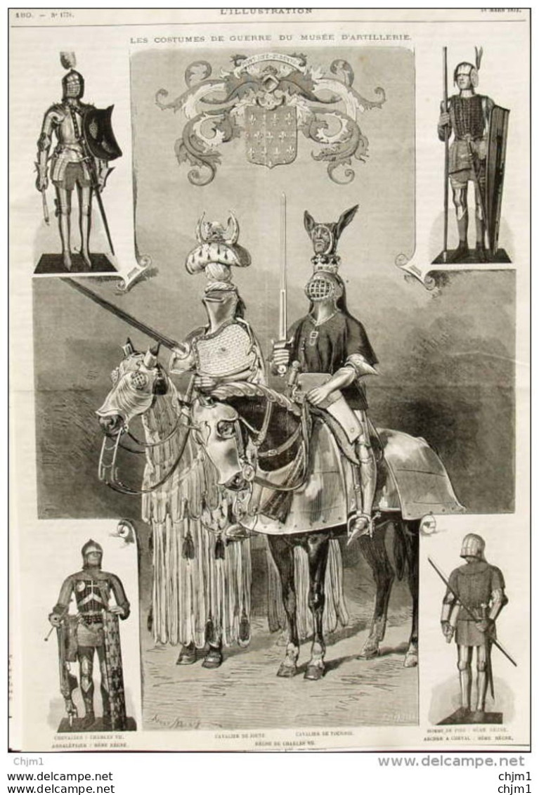 Les Costumes De Guerre Du Musée D'artillerie - Cavalier De Tournoi - Cavalier De Joute - Page Original  1877 - Historische Documenten