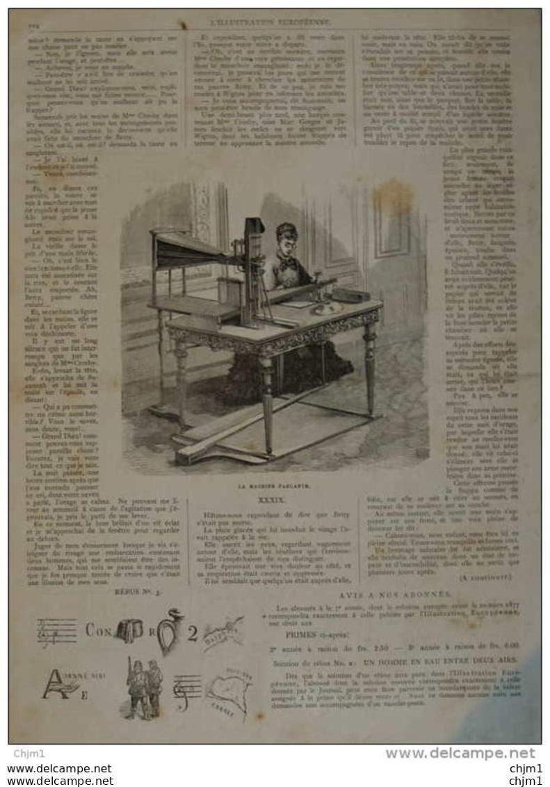 La Machine Parlante Construite Par M. Faber De Vienne - Page Original  - 1877 - Historische Documenten