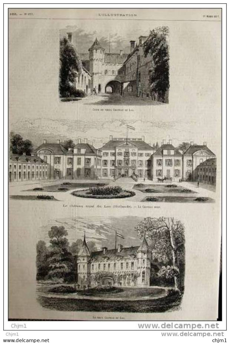 Château Royal Du Loo En Hollande - Page Original  1877 - Historische Documenten