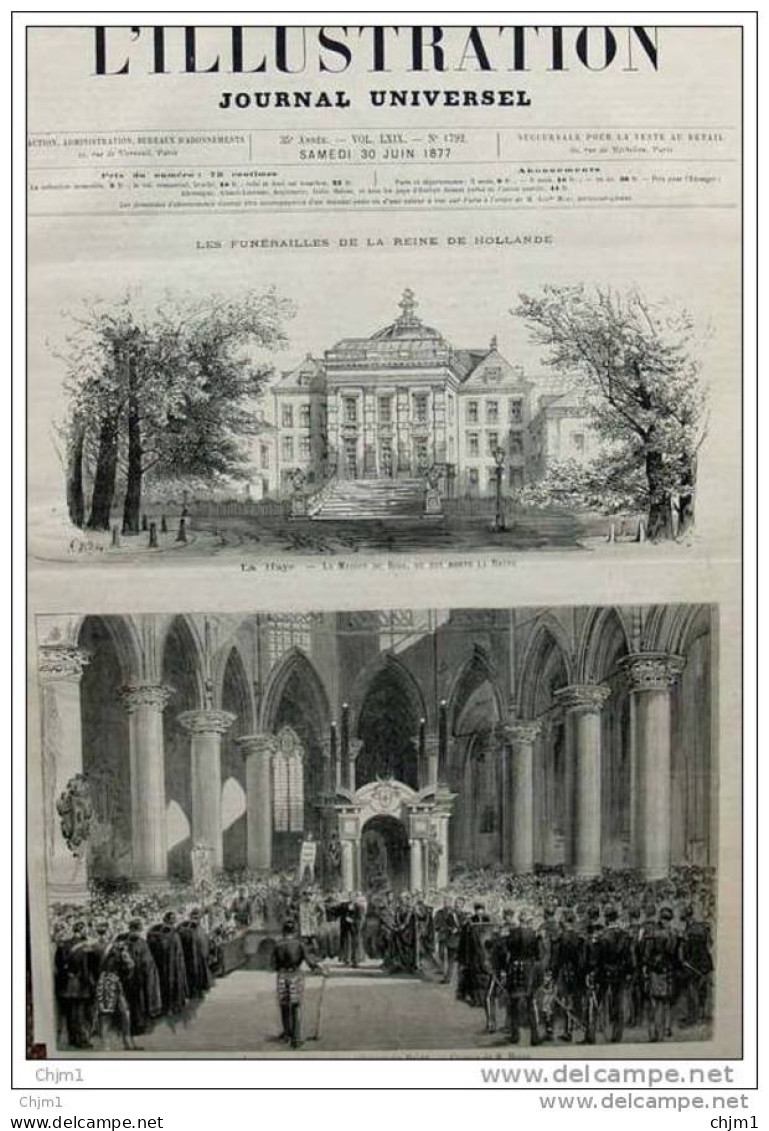 La Haye - La Maison Du Bois, Ou Est Morte La Reine De Hollande - Page Original - 1877 - Historical Documents