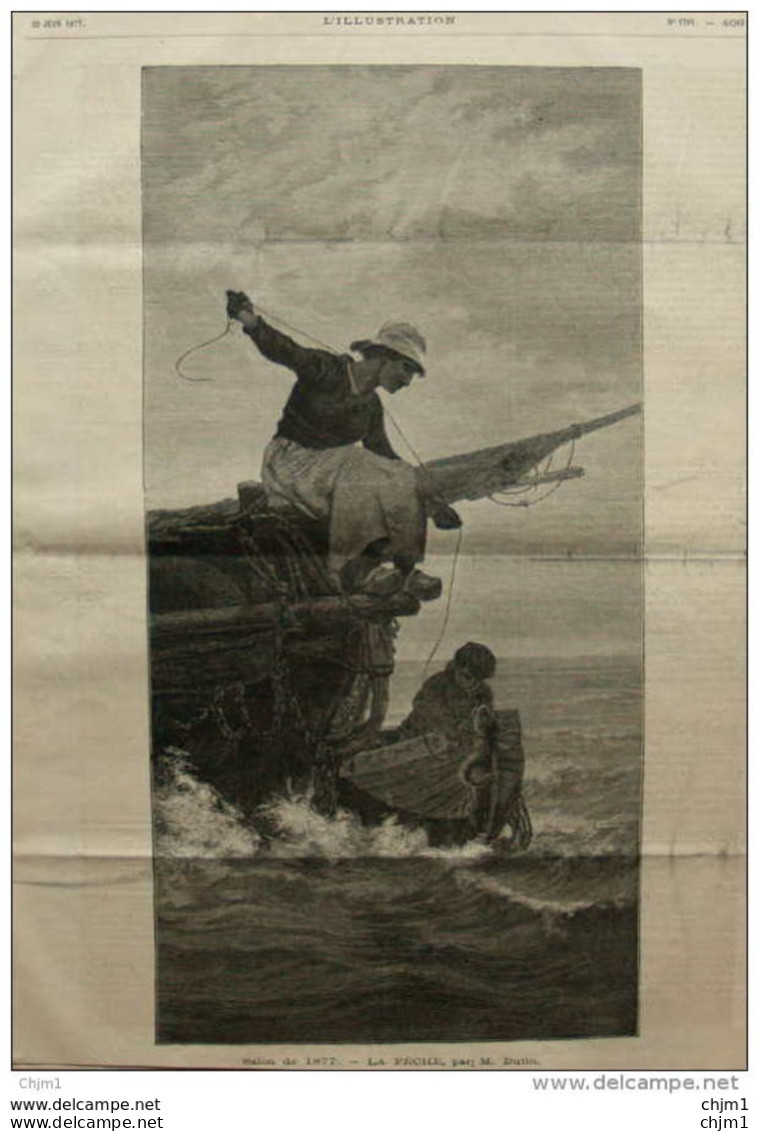 La Pêche Par M. Butin - Page Original - 1877 - Documents Historiques