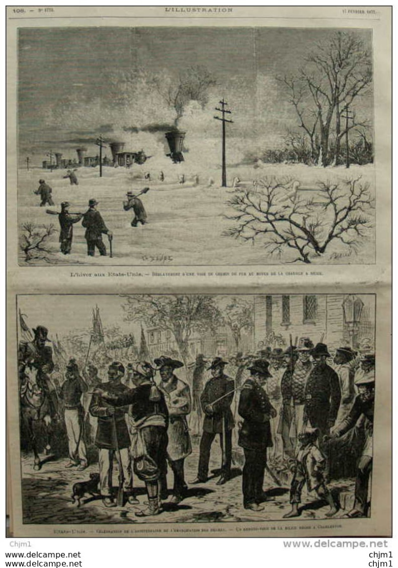 L'hiver Aux États-Unis - Célébration De L'anniversaire De L'émancipation Des Nègres  - Page Original - 1877 - Documents Historiques