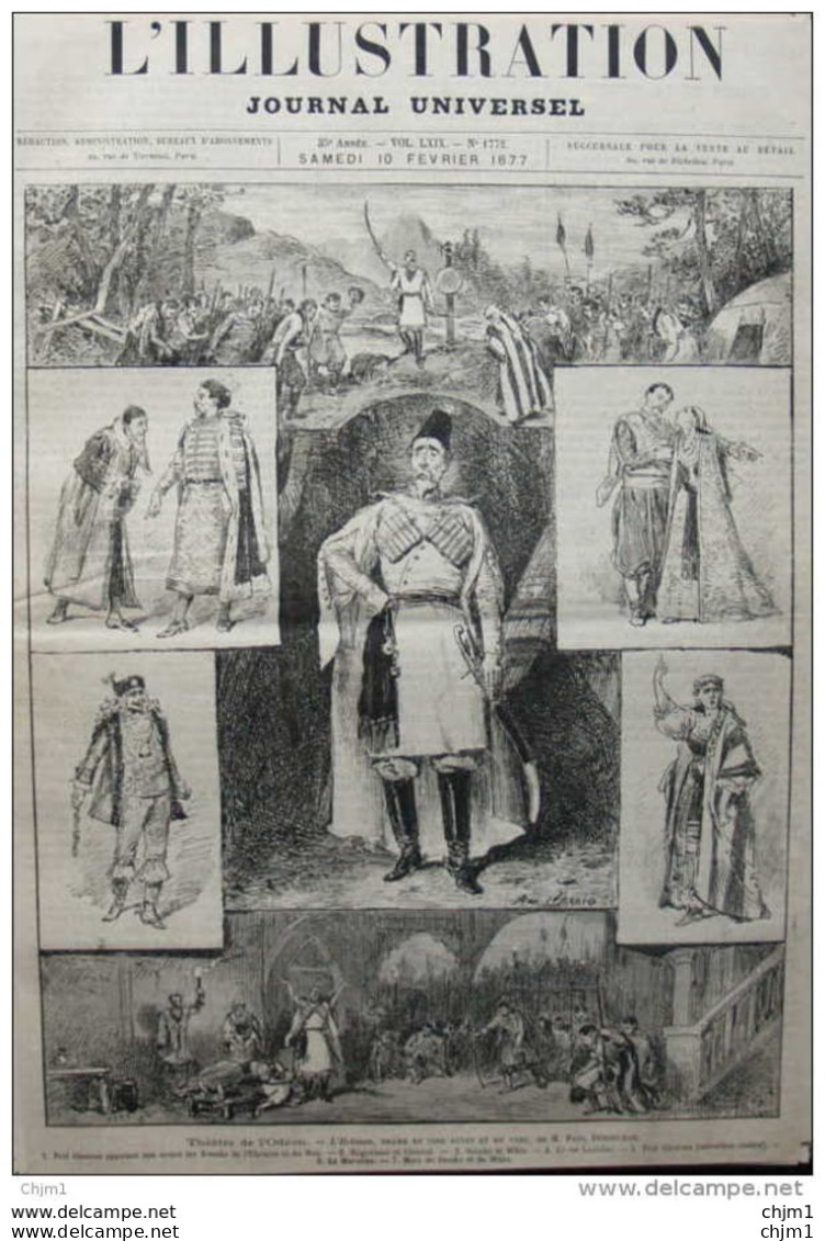 Théâtre De L'Odéon - "L'Hetman", Drame En Cinq Actes De M. Paul Déroulede - Page Original 1877 - Documents Historiques