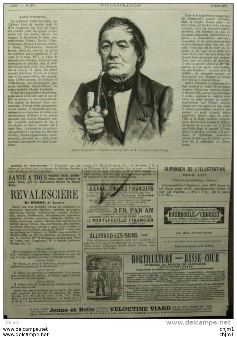 André Friedrich - Page Original 1877 - Documents Historiques