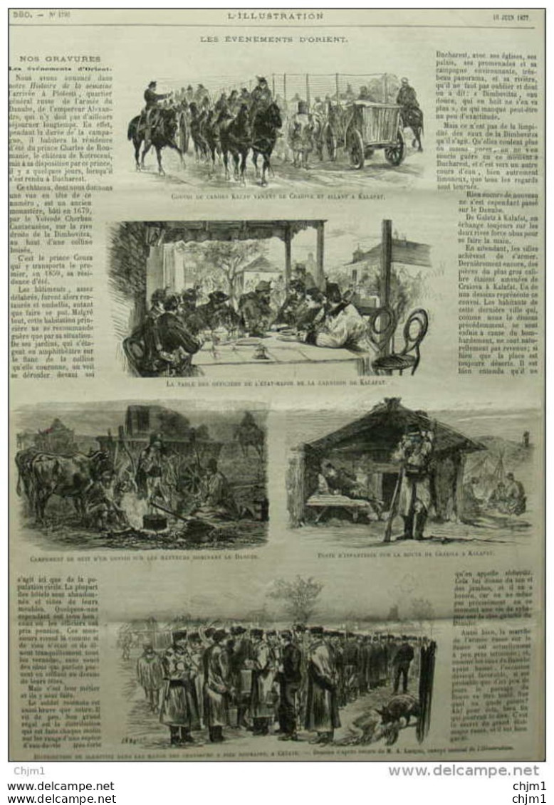 Convoi De Canons Krupp Venant De Craiova Et Alanà Kalafat - Distribution De Slebovitz - Page Original 1877 - Documents Historiques